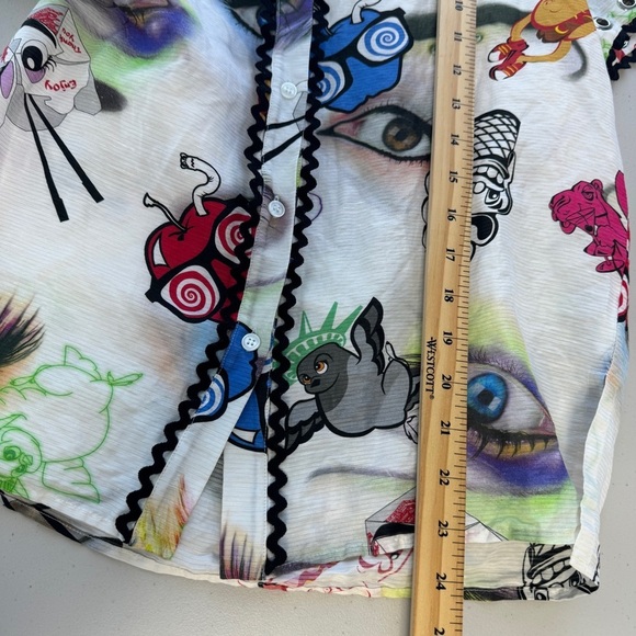 Kenzo Paris Multicolor Graphic Print Shirt Statement Short Sleeve Button Down 36 - Picture 11 of 13